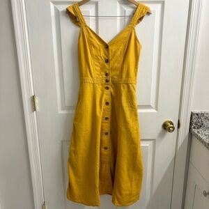 Yellow Button-Down Midi Dress